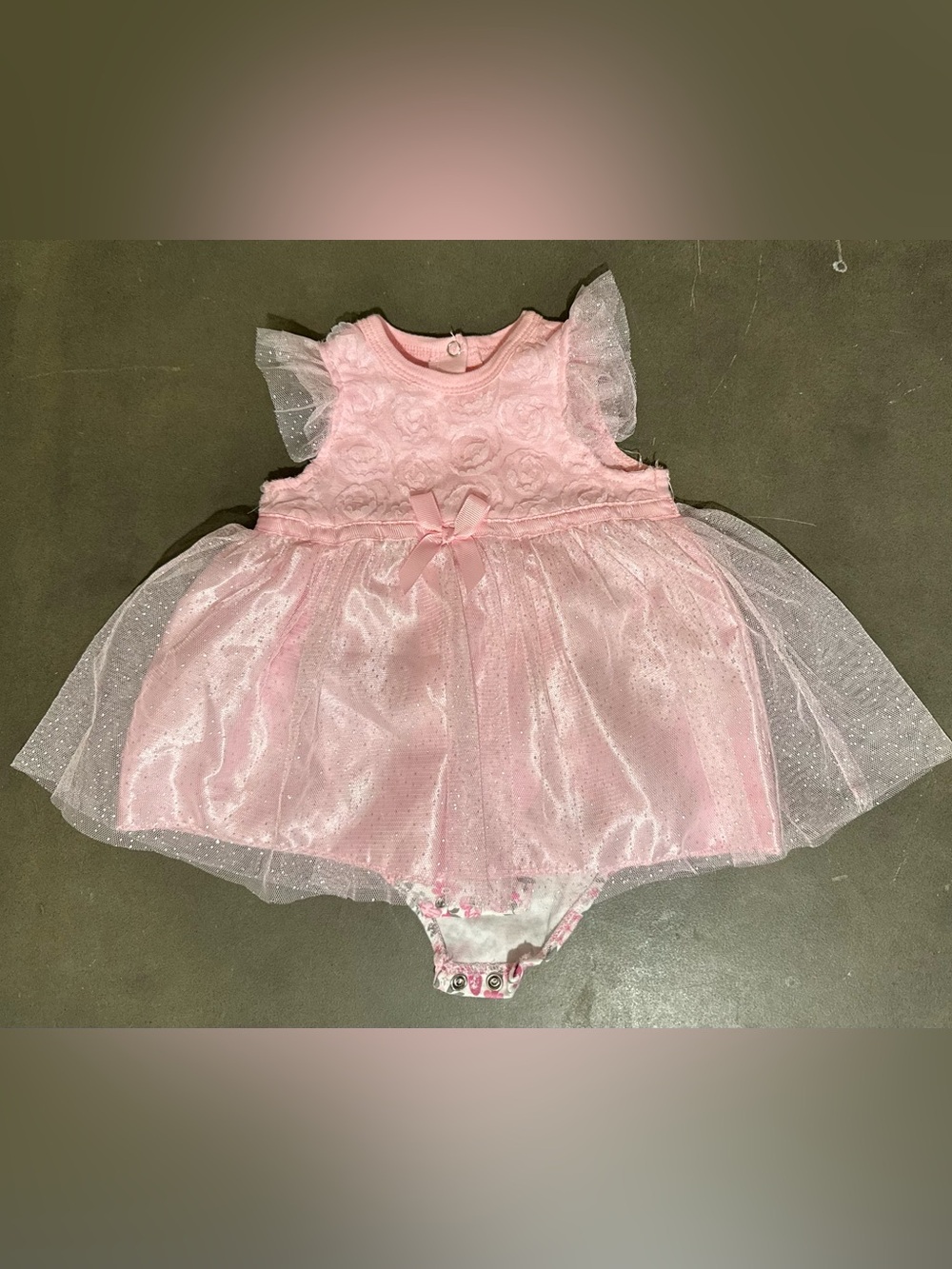 Darling Pink Baby Dress with Tulle Trim